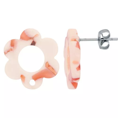 Ganchos pendientes flores caladas 15mm Nude x2