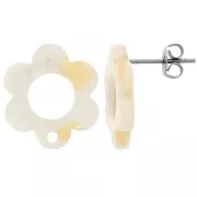 Ganchos pendientes flores caladas 15mm jaspeado AB x2