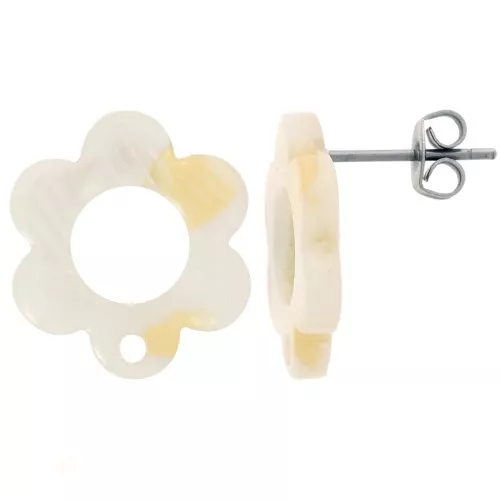 Ganchos pendientes flores caladas 15mm jaspeado AB x2