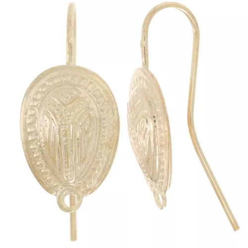 Ganchos ovalados 16x11 mm con anilla cerrada - Dorado con oro fino x2