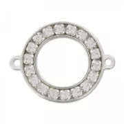 Separador strass redondo 2 anillas 15,5 mm Plata 925 x1
