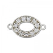 Separador strass ovalado 2 anillas 17,3x10 mm Plata 925 x1|raw }}