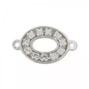 Separador strass ovalado 2 anillas 17,3x10 mm Plata 925 x1