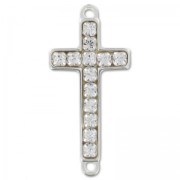 Separador strass cruz 2 anillas 24x11 mm Plata 925 x1