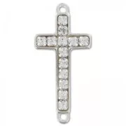 Separador strass cruz 2 anillas 24x11 mm Plata 925 x1