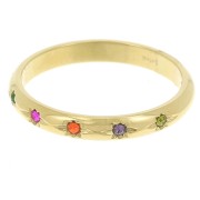 Anillo fino con óxidos de circonio engastado en estrella Acero inoxidable T57 304L Dorado x1|raw }}