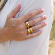 Anillo cúpula con óxidos de circonio 10 mm - T57 304L Acero inoxidable dorado x1