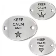 Separador keep calm 2 agujeros 29x20mm Chapado Plateado envejecido x1