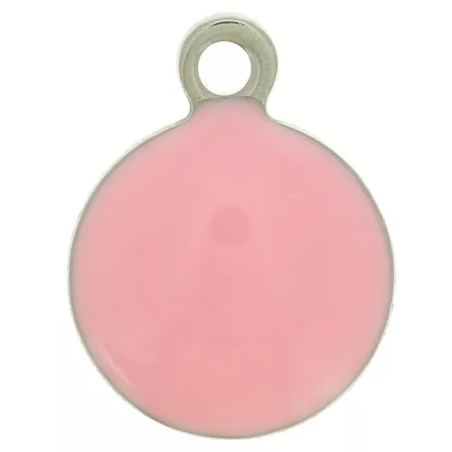 Dijes redondos de 8 mm en acero inoxidable 304 y resina epoxi - Rosa x5