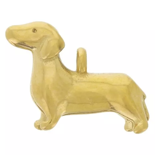 Dije de perro salchicha 10x13 mm - Dorado acero inoxidable 316L x1