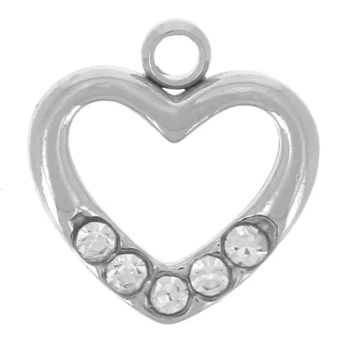 Colgante corazón calado 8,5x8 mm óxido de circonio acero inoxidable 304L x1