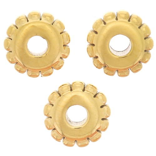 Cuentas redondas con bolitas 5 mm - Acero inoxidable 304L Dorado x5