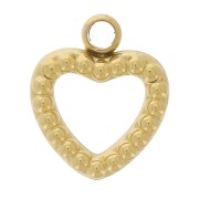 Colgante corazón calado con bolitas 8x7 mm - Acero inoxidable 304L Dorado x1