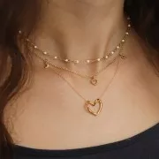 Colgante corazón calado 15x17 mm - Acero inoxidable 304L Dorado x1