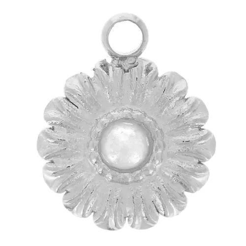 Dije de flor de 7 mm con cabujón de imitación nácar - acero inoxidable 304L x1