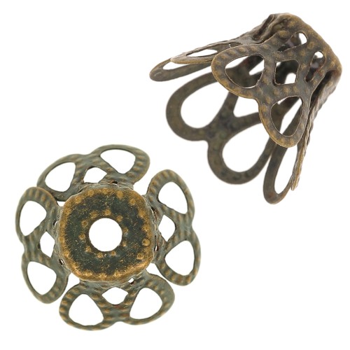 Casquillas filigranas 12x12 mm bronce x20