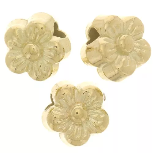 Acrílico Metálico 6mm Cuentas Flor CCB - Dorado x10