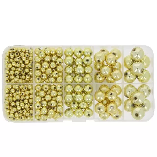 Juego de 542 cuentas redondas acrílicas metálicas CCB (4 a 12 mm) - Dorado x1