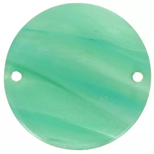 Entrepieza redondo de acetato de 20 mm - Jaspeado Multiperla verde x1
