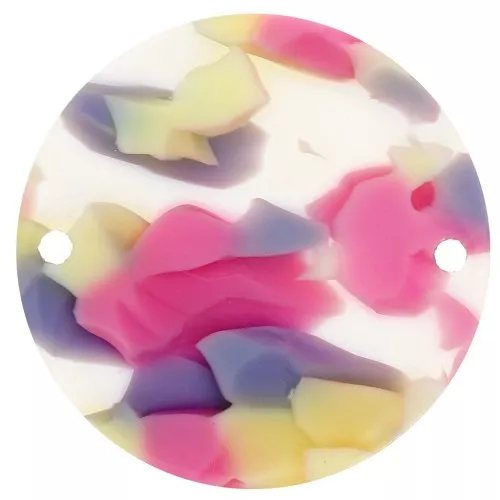 Entrepieza acrílico redondo de 20 mm - Terrazzo Vanille - Rosa pastel x1