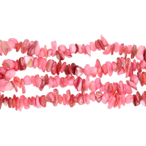 Cuentas chip 8-11 mm - concha tintada - Rosa x 78 cm