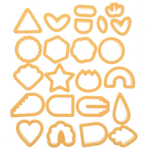 Set de 24 cortapastas de plástico polímero - Geométricos - Flores - Corazones