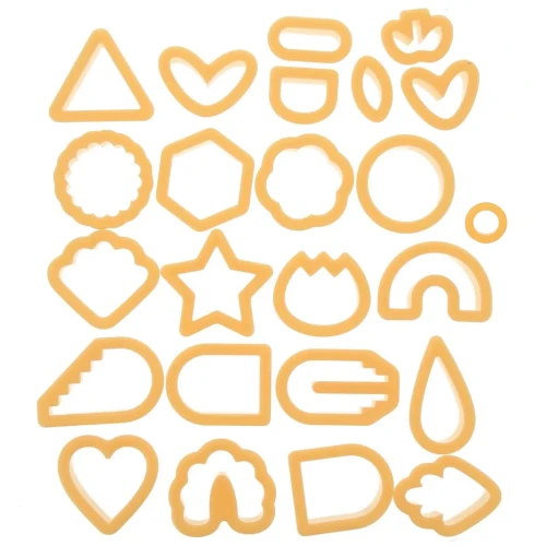 Set de 24 cortapastas de plástico polímero - Geométricos - Flores - Corazones
