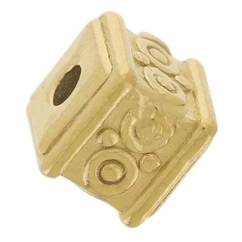 Cuenta cubo arabesco 5 mm - Acero inoxidable 316L dorado x1