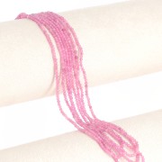 Cuenta de gema facetada redonda 2 mm - Turmalina rosa x39cm