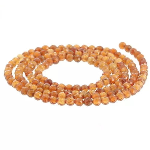 Cuenta de gema facetada redonda 2 mm - Granate naranja x39cm