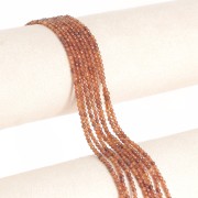 Cuenta de gema facetada redonda 2 mm - Granate naranja x39cm