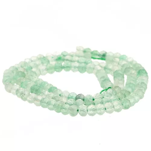Cuentas facetadas redondas aplanadas 4x3 mm - Strawberry Quartz Vert x39cm