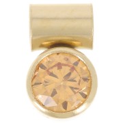 Colgante de óxido de circonio topacio de 4 mm con gancho tubular - Gold filled (Oro laminado)