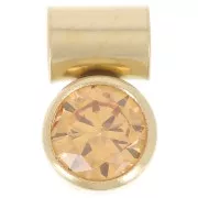 Colgante de óxido de circonio topacio de 4 mm con gancho tubular - Gold filled (Oro laminado)