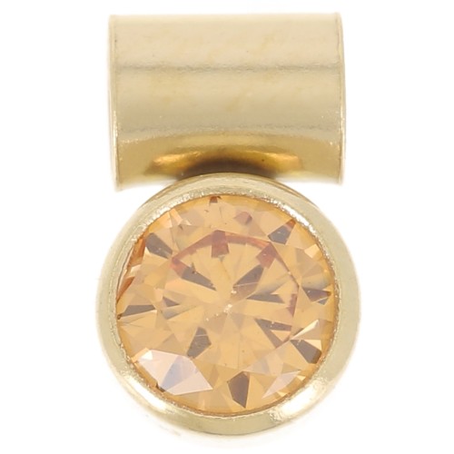 Colgante de óxido de circonio topacio de 4 mm con gancho tubular - Gold filled (Oro laminado)