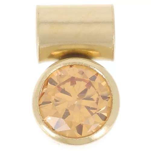 Colgante de óxido de circonio topacio de 4 mm con gancho tubular - Gold filled (Oro laminado)