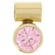 Colgante de óxido de circonio rosa claro de 4 mm con gancho de tubo Gold filled (Dorado laminado)|raw }}