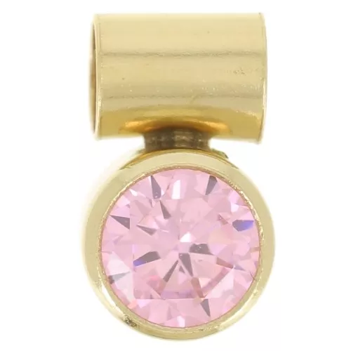 Colgante de óxido de circonio rosa claro de 4 mm con gancho de tubo Gold filled (Dorado laminado)