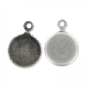 Engaste colgante para cabuchón fondo plano 8 mm plateado antiguo x1
