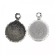 Engaste colgante para cabuchón fondo plano 8 mm plateado antiguo x1