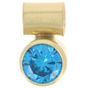 Colgante de óxido de circonio azul aguamarina de 4 mm con gancho de tubo Gold filled (Dorado laminado)