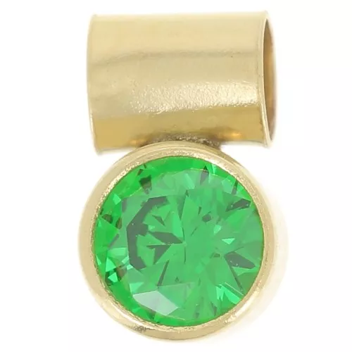 Colgante esmeralda de óxido de circonio de 4 mm con gancho de tubo Gold filled (Dorado laminado)