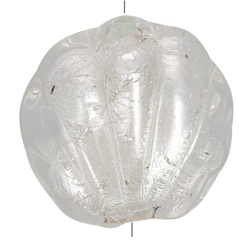 Cuenta de concha de Murano - 15 mm - cristal y hoja de plata x1