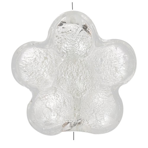 Cuenta flor de Murano - 15 mm - cristal y hoja de plata x1