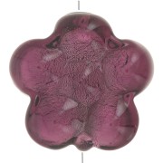 Cuenta flor de Murano - 15 mm - Amatista y hoja de plata x1|raw }}