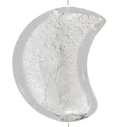 Perla luna de Murano - 17x13,5 mm - cristal y hoja de plata x1|raw }}