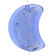 Perla luna de Murano - 17x13,5 mm - Zafiro y hoja de plata x1