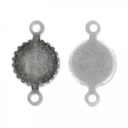 Engaste separador para cabuchón fondo plano 6 mm plateado antiguo x10