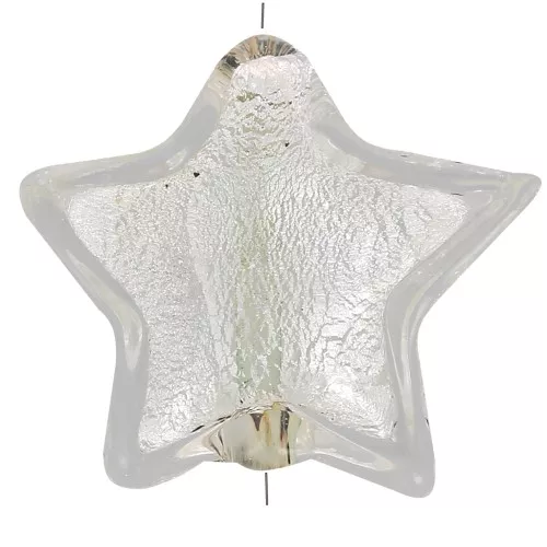 Cuenta estrella de Murano 16 mm - Cristal y hoja de plata x1
