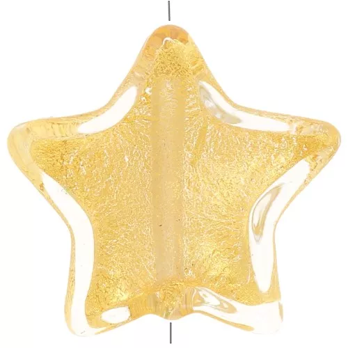 Cuenta estrella de Murano 16 mm - Cristal y hoja de orox1